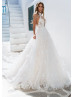 Luxury Beaded Halter Neck Ivory Lace Tulle Backless Wedding Dress